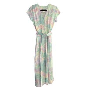 Carol Anderson Women's sz 9-10 floral pastel midi dress 80's